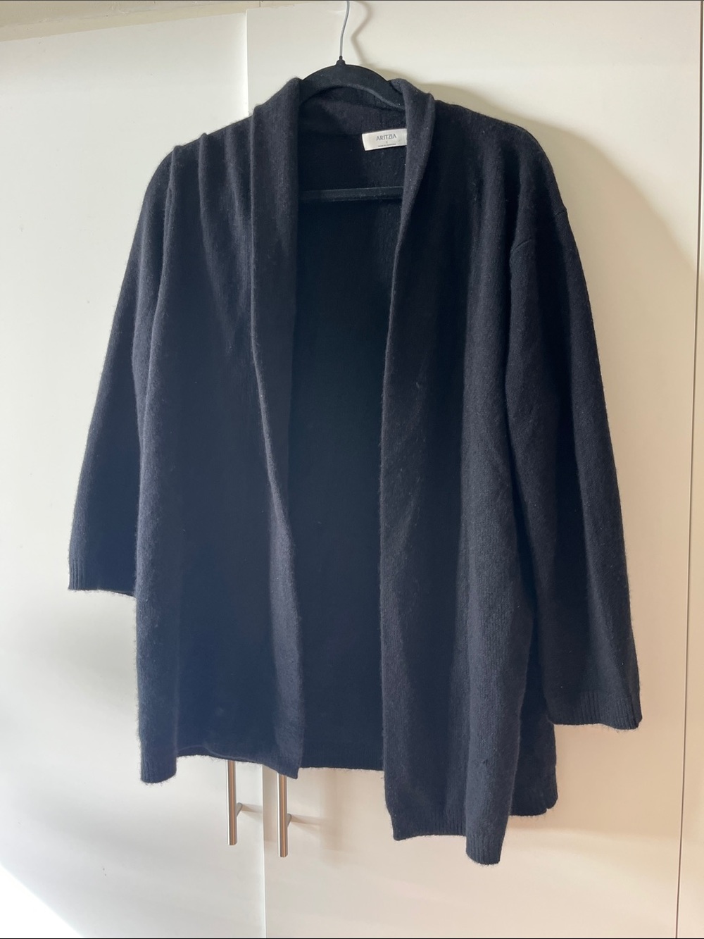 Aritzia Black Open-Front Knit Cardigan